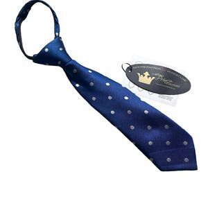 Littlest Prince Baby Boys 9-24M Blue Silver Polka Dot Tie Necktie NEW